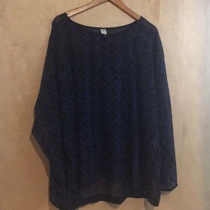 Blue and Black Patterned Blouse